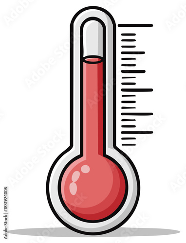 Thermometer illustration showing high temperature levels with a cute style