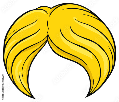 Illustration of a Blonde Cartoon Wig Character Hairpiece for Cosplay and Costume Party Fun