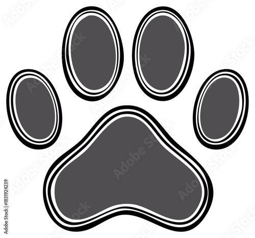 Graphic Paw Print Icon with Four Toes and a Large Pad