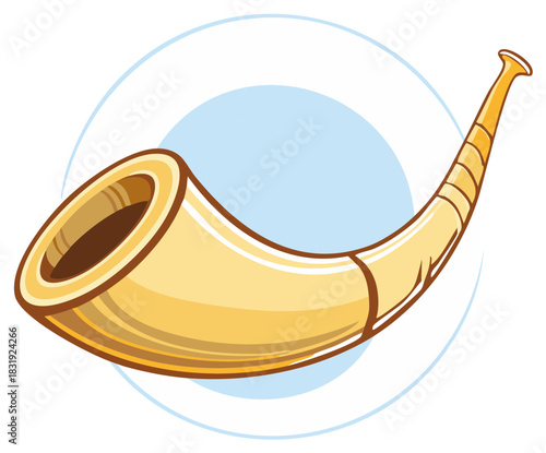 Golden Cornucopia Graphic, Symbol of Abundance and Harvest Celebration, Vector Illustration