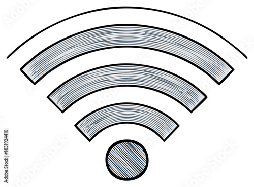 Hand drawn Wi-Fi symbol illustration with radiating waves