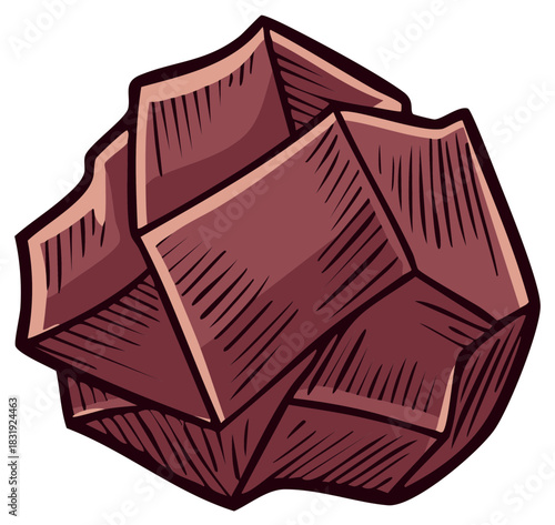 Stylized chocolate cube cluster illustration for confectionery themes and sweet treats