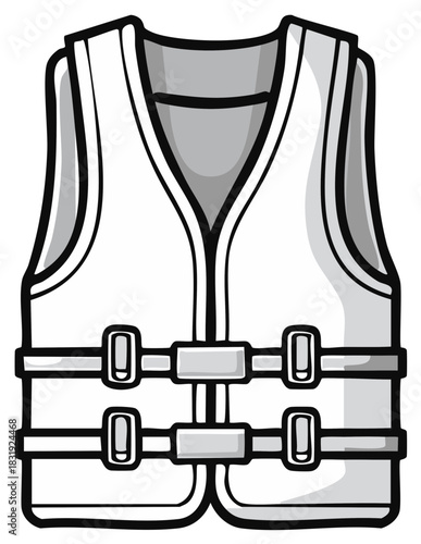 White Safety Vest for Water Sports with Buckles and Straps