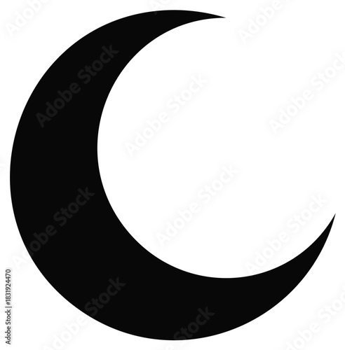 Simple black crescent moon silhouette icon a symbol of night sky celestial events and spirituality