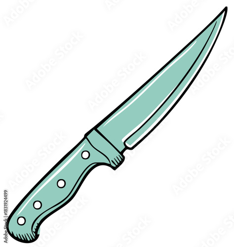 Vibrant Hand Drawn Mint Green Kitchen Knife Vector Art for Culinary Projects