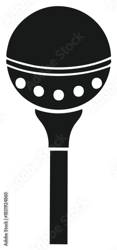 Maraca Musical Instrument Silhouette Featuring Dots and Stripes Decoration