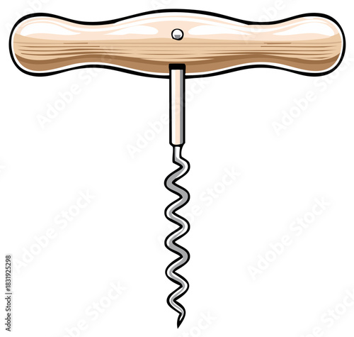 Corkscrew with Wooden Handle Kitchen Tool for Opening Wine Bottles or Liquor