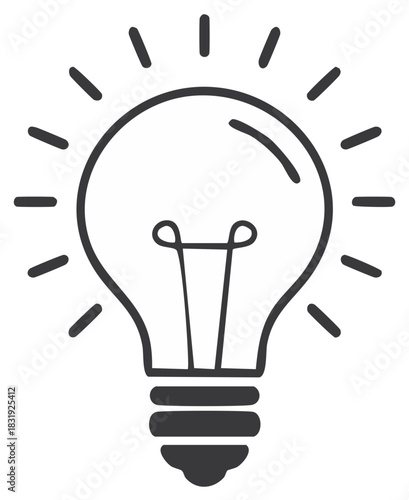Light Bulb Line Drawing, Creative Idea, Brainstorming Concept, Inspiration