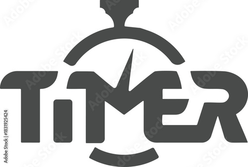 Dark gray timer logo with text clock stopwatch