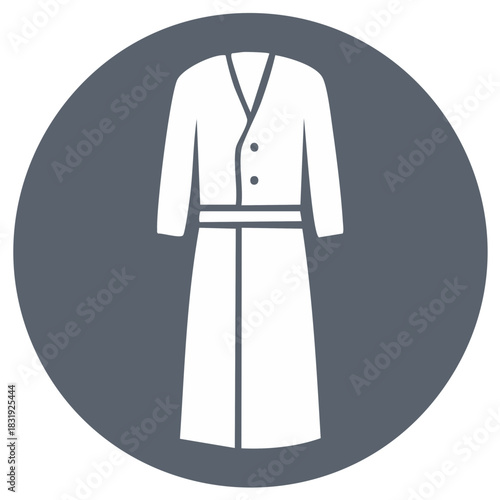 Minimalist flat icon of a bathrobe. Vector glyph symbol for spa, hotel, comfort, and relaxation.