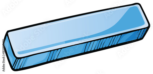 Cartoon illustration of a blue plastic school supply eraser