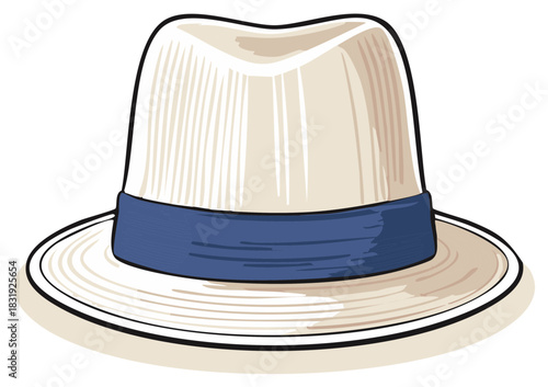 Stylish summer hat with blue ribbon for vacation fashion and sun protection