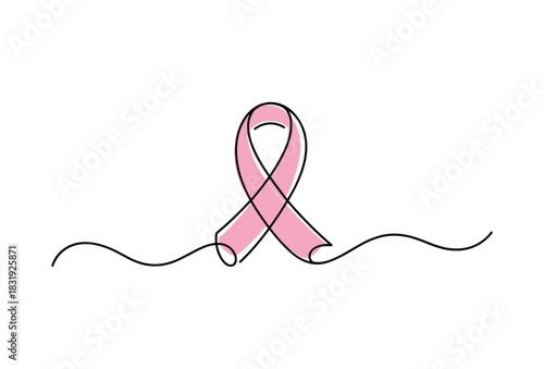 Pink Ribbon One-Line Awareness Art