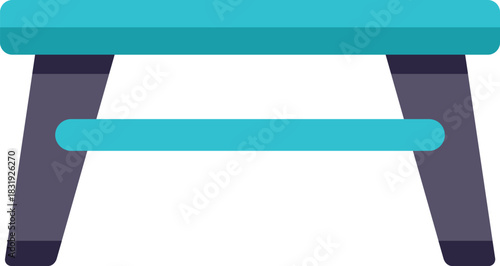 Simple light blue table with shelf and grey legs isolated on white background, perfect for interior design projects