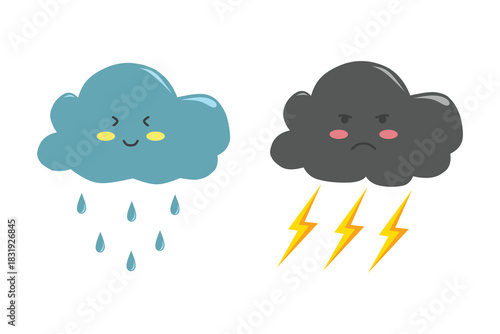 cute weather cloud characters illustration