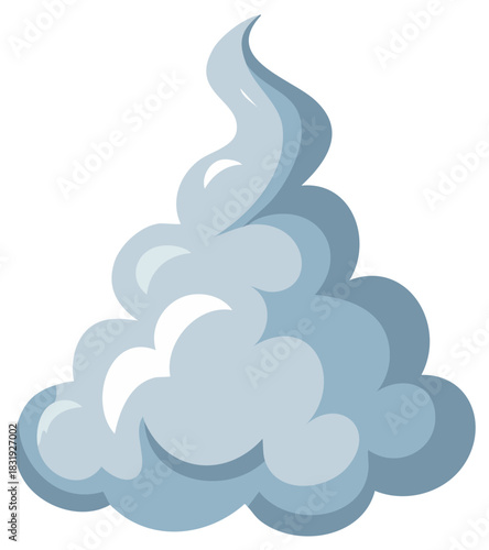 Billowing puff of gray smoke or steam in a stylized cartoon illustration