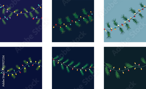 seamless Christmas border of pine branches intert
