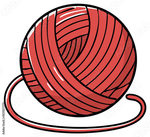 Vibrant Red Wool Ball Ready for Knitting and Creative Craft Projects