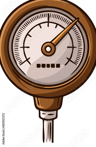 Vintage Style Pressure Gauge With Needle Indicating Measurement
