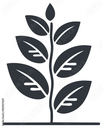 Minimalist Sprouting Plant Icon with Leaves Symbolizing New Life Growth and Nature