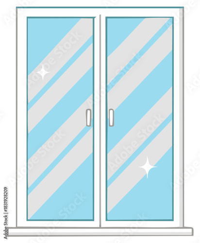 Simple vector illustration of a clean double paned window with sparkling glass