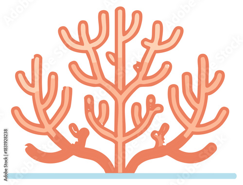 Illustration of a coral with orange strokes and light blue base stroke