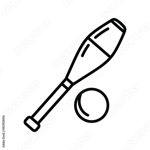 Rhythmic Gymnastics Club and Ball Outline Icon