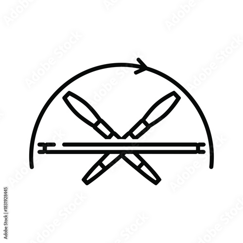 Tool Sharpening Process Icon with Crossed Blades and Arrow