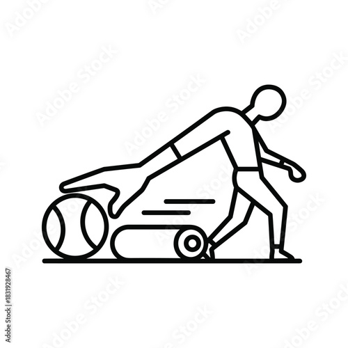 Bowling player striking pins with ball icon