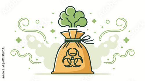 Green biohazard bag icon indicating biological waste disposal
