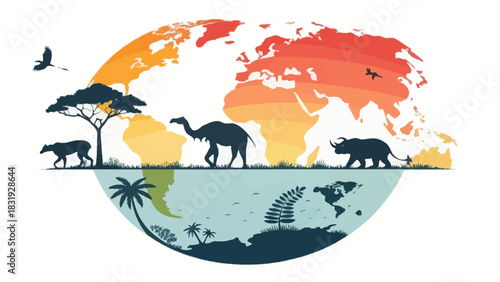 A single illustrative icon showing animal extinction on the globe