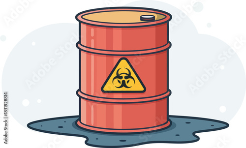 Leaking Chemical Barrels on Ground Representing Waste Hazard
