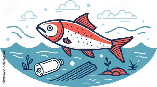 Dead Fish Floating On Water Showing Pollution Problem