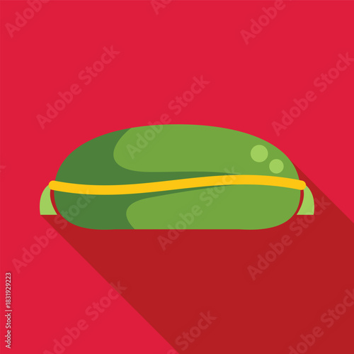 Inflatable mattress floating on a pink background, representing summer vacation, relaxation, and poolside fun