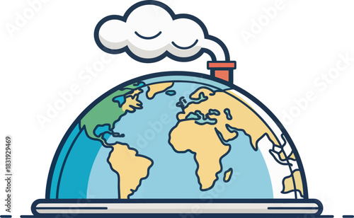 Earth covered by smoke showing greenhouse gas emissions