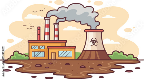 Industrial Sludge Spreading A Toxic Brown Waste Across Land