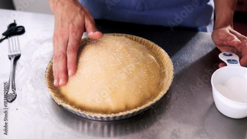 Chef female hands baking apple pie at home  – Homemade apple dessert for fall and winter