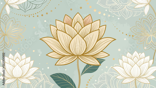 Serene Vector Lotus Floral Pattern Wallpaper Design