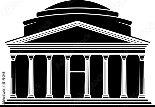Pantheon building silhouette vector illustration
