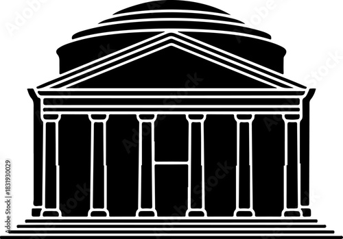Pantheon building silhouette vector illustration