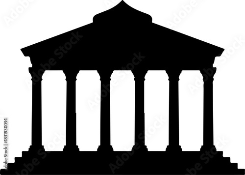 Pantheon building silhouette vector illustration