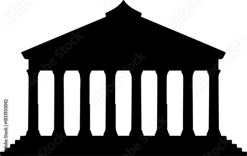 Pantheon building silhouette vector illustration