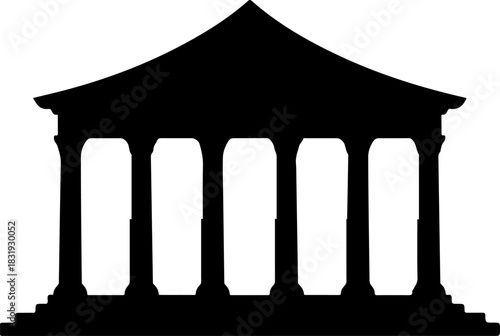 Pantheon building silhouette vector illustration