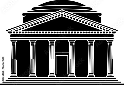 Pantheon building silhouette vector illustration