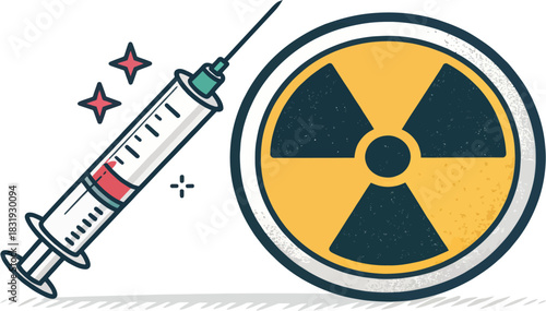 Icon of a medical syringe representing radioactive waste