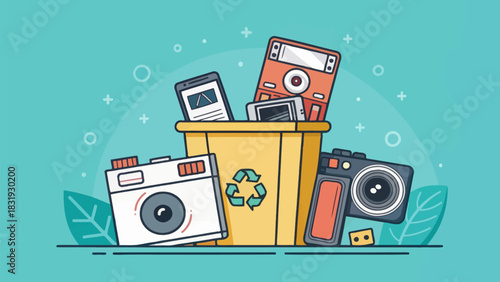 Outdated Devices Icon Represents Discarded Technology