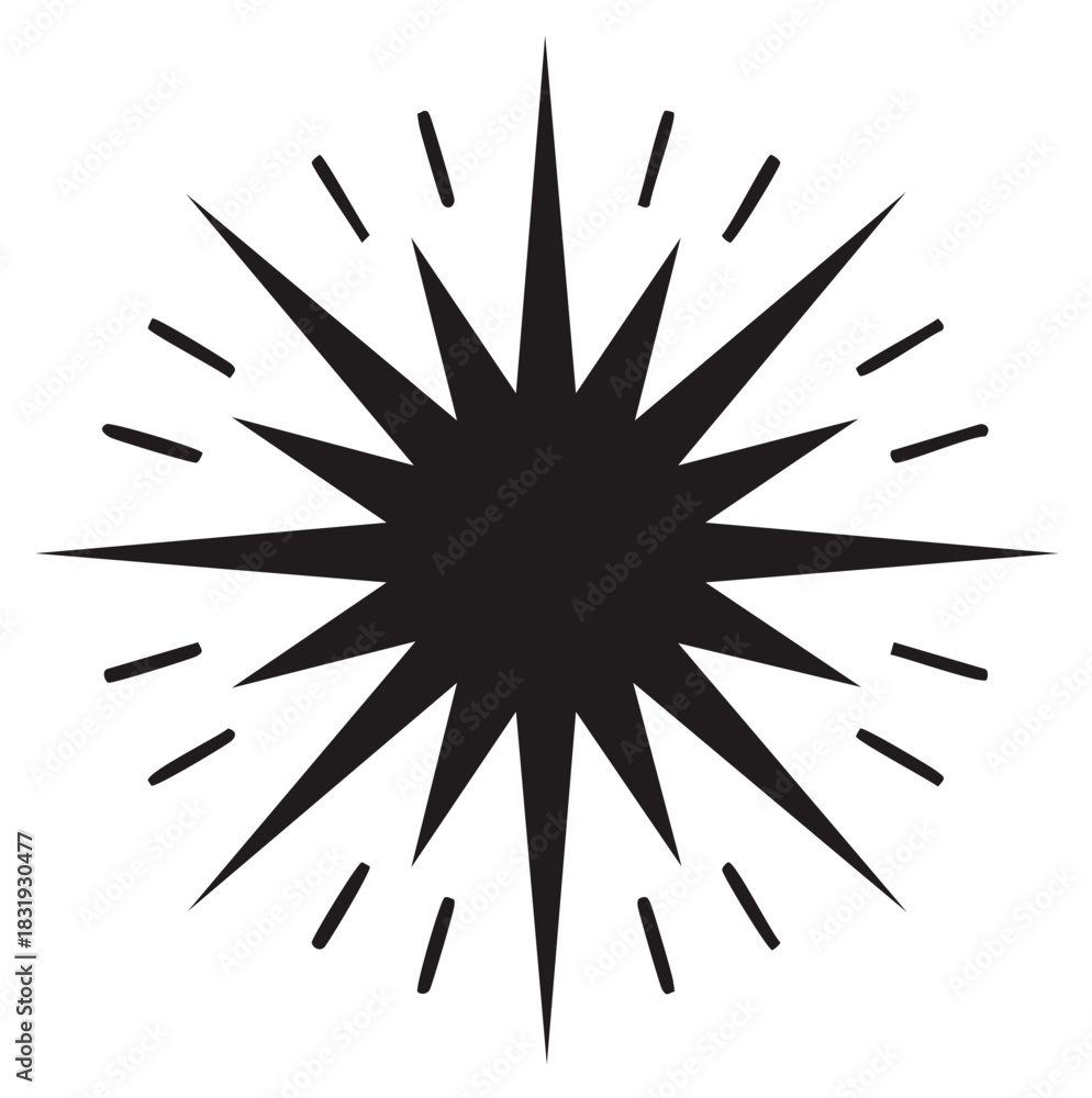 Obraz premium Dynamic black starburst explosion with radiating lines vector illustration