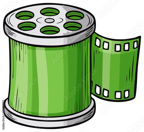Film reel illustration green motion picture media memories creation