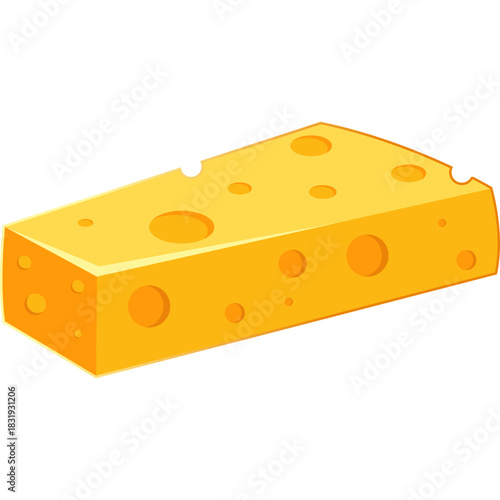 Cartoon Illustration of Cheese Wedge