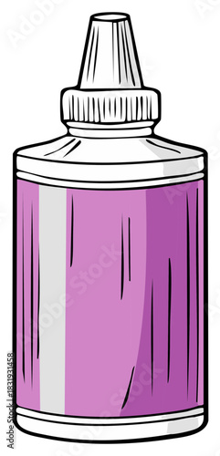 Simple purple bottle with a pointed nozzle cartoon illustration for liquid products
